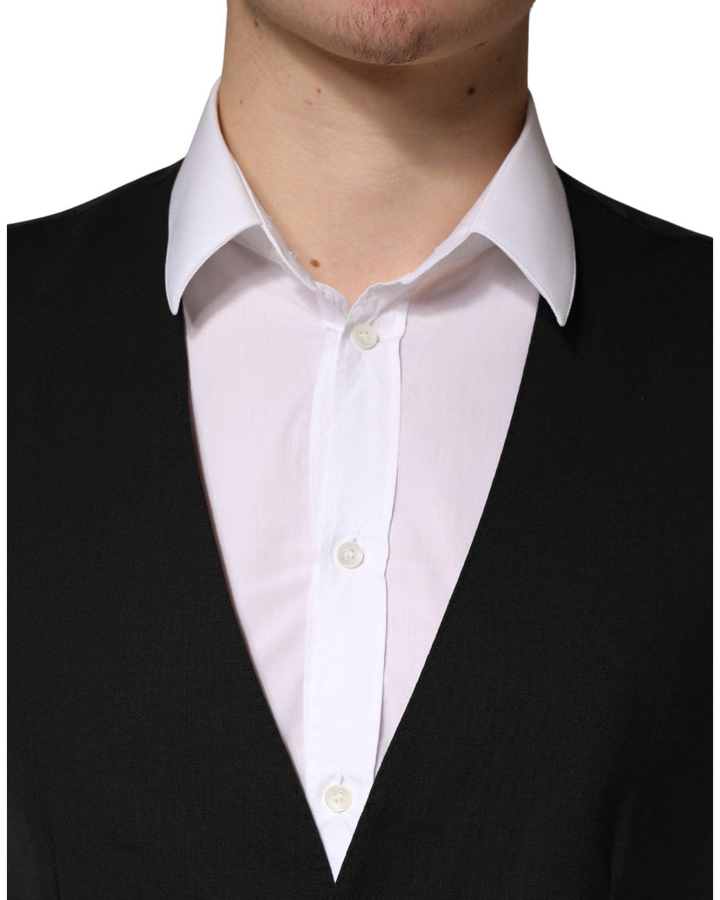 Dolce & Gabbana Black Wool Dress Formal Waistcoat Vest for men