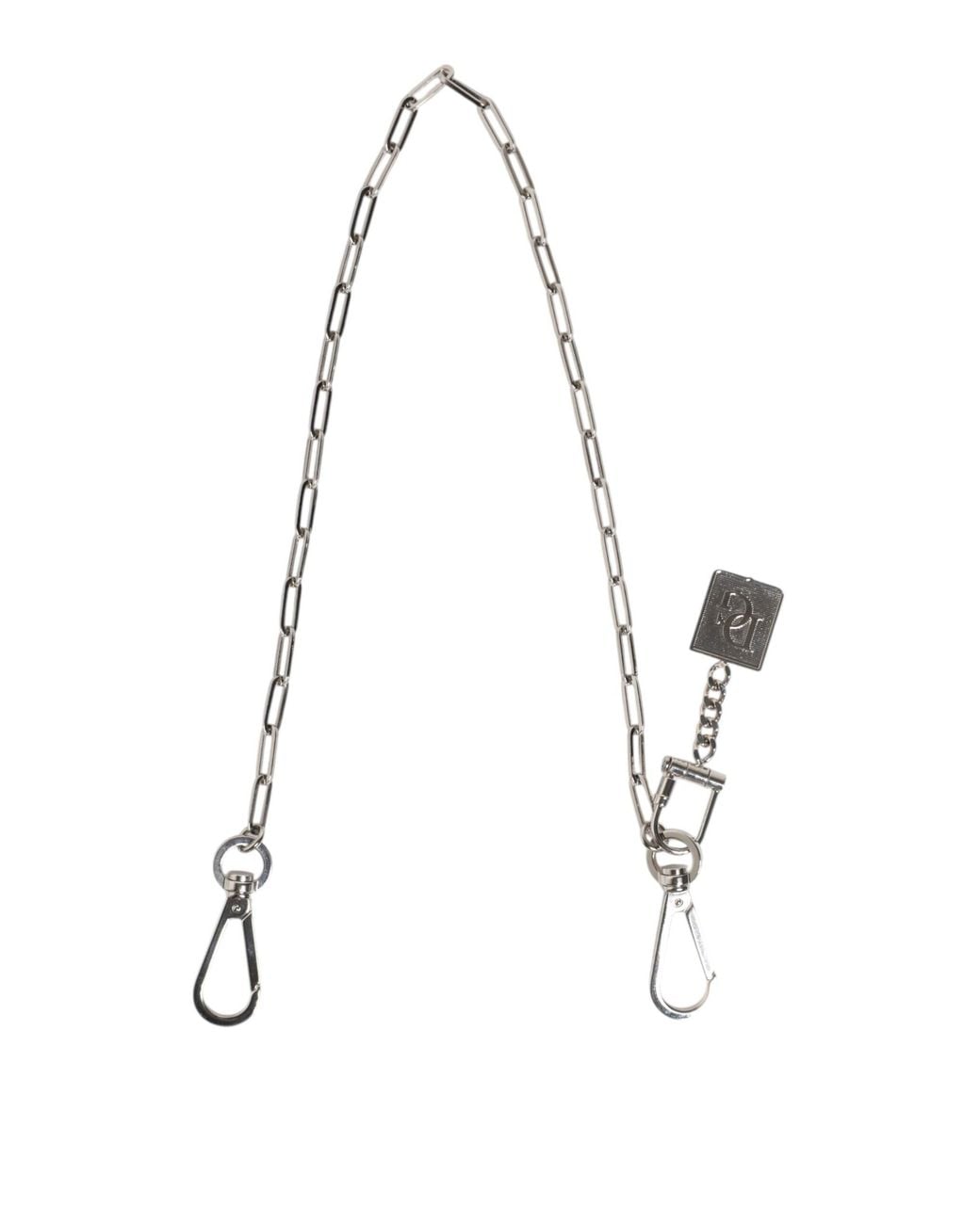 Dolce & Gabbana White Silver Tone Metal Chain Dg Charm Belt Keychain for men