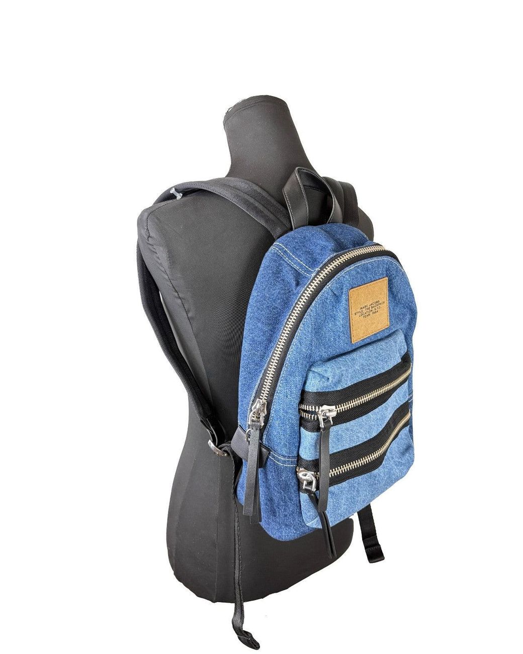 Marc Jacobs Blue The Biker Medium Denim Backpack Bookbag