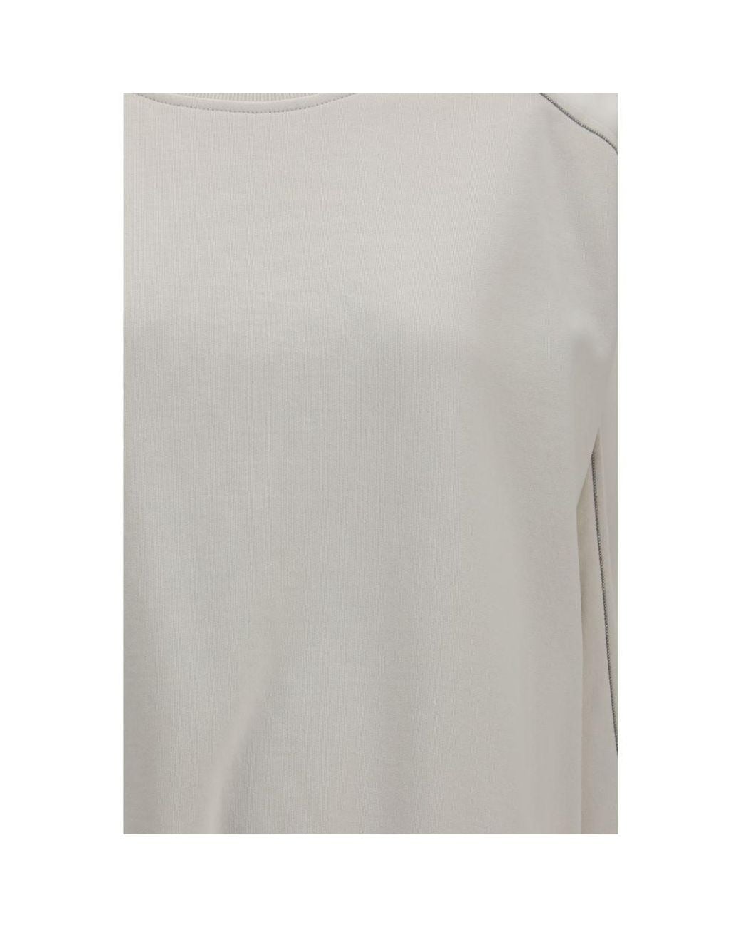 Brunello Cucinelli Gray White Cotton Sweatshirt