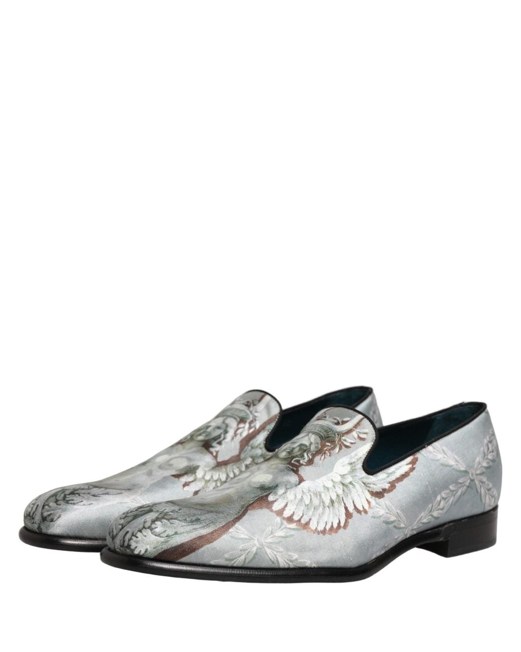 Dolce & Gabbana Gray Baroque Angel Velvet Men Loafers Shoes for men