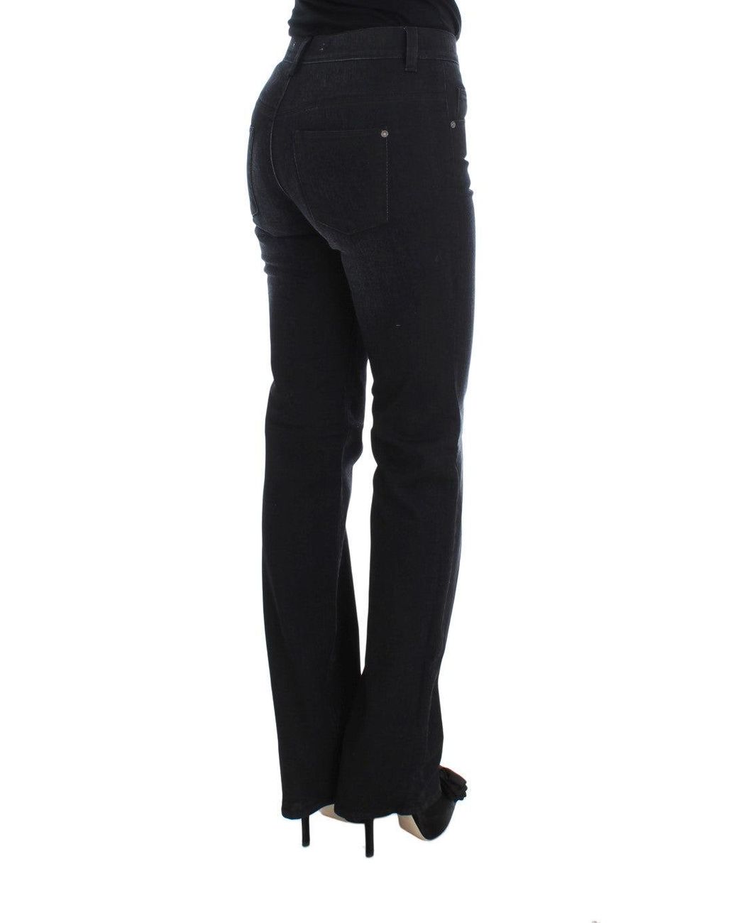 Ermanno Scervino Black Cotton Blend Slim Fit Bootcut Jeans