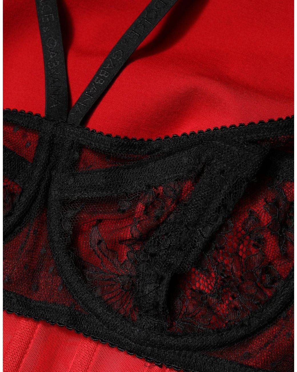 Dolce & Gabbana Red Black Nylon Bralette