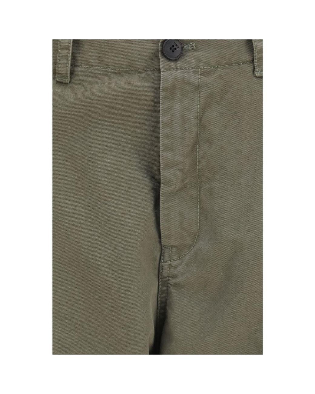 Fendi Green Bicolor Cotton Cargo Pants