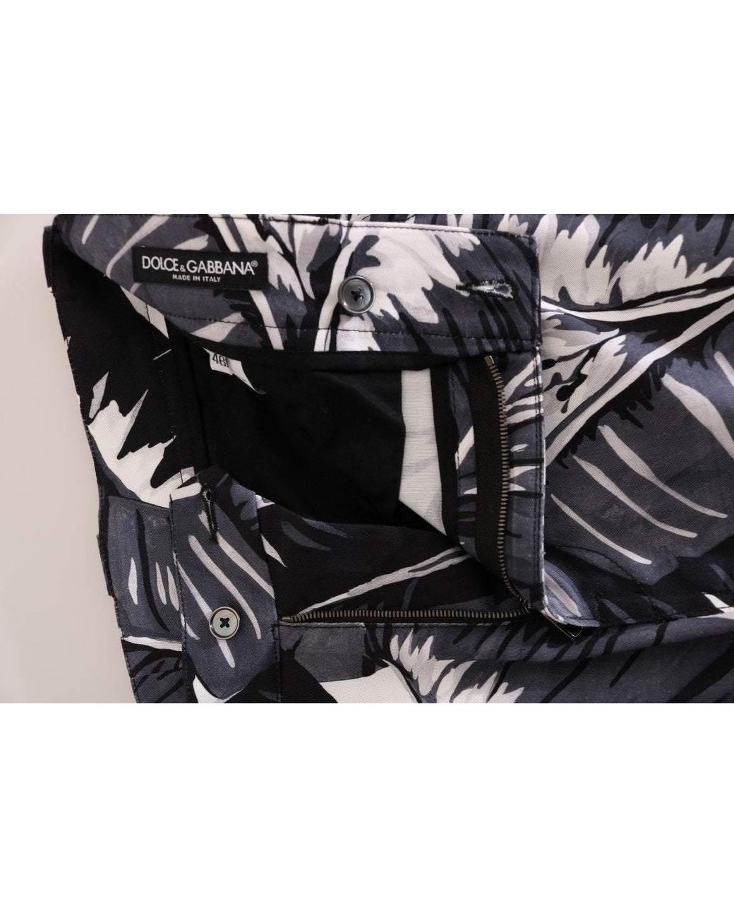 Dolce & Gabbana Black Banana Leaf Cotton Stretch Capri Pants for men