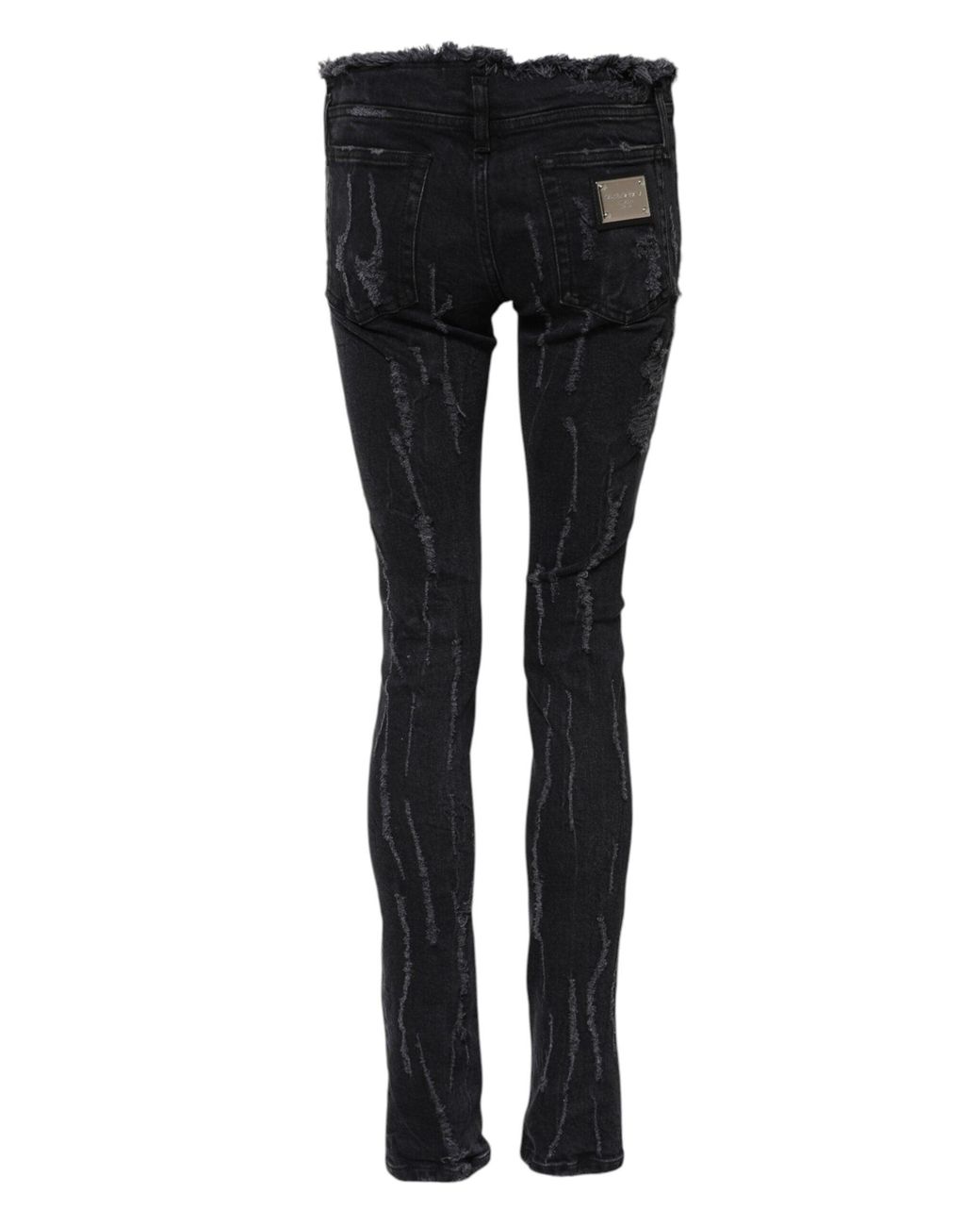 Dolce & Gabbana Black Cotton Tattered Skinny Denim Jeans for men