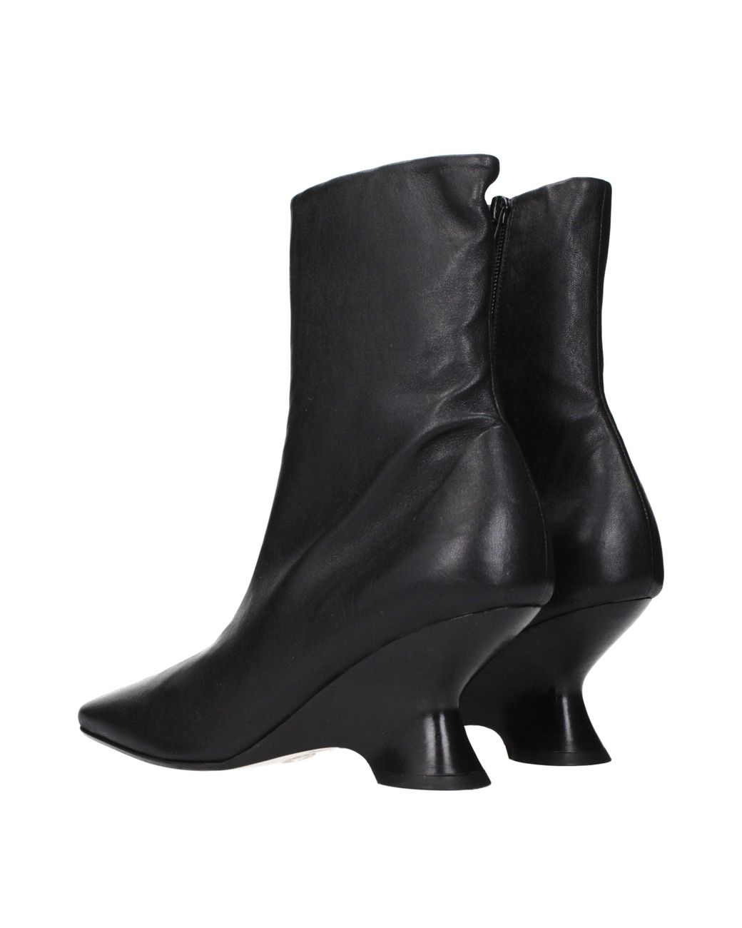 Dries Van Noten Black Leather Ankle Boots