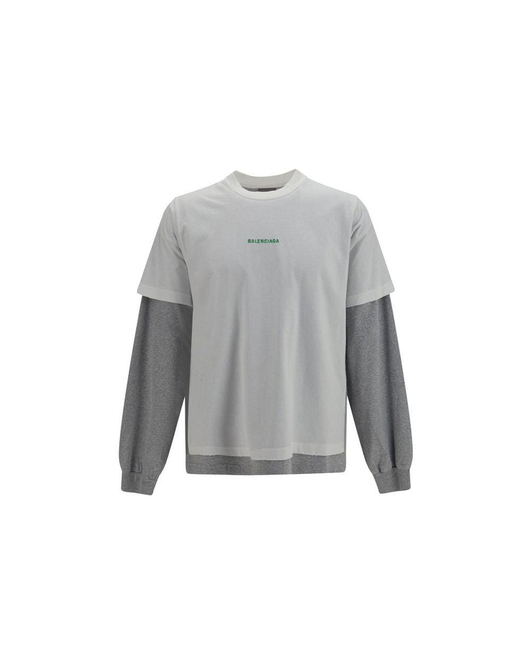 Balenciaga Gray White Cotton Long Sleeve T for men