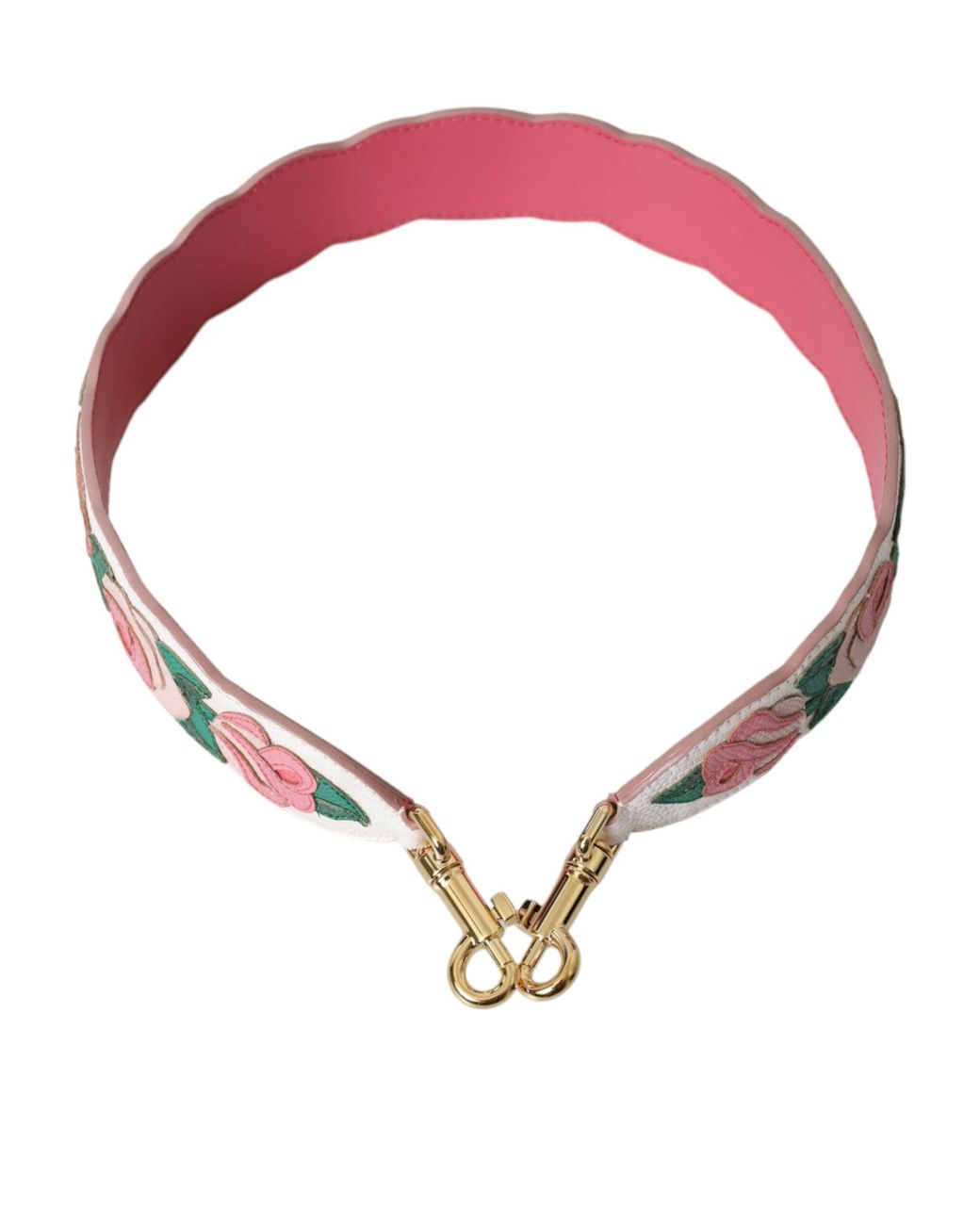 Dolce & Gabbana Pink White Floral Leather Accessory Shoulder Strap