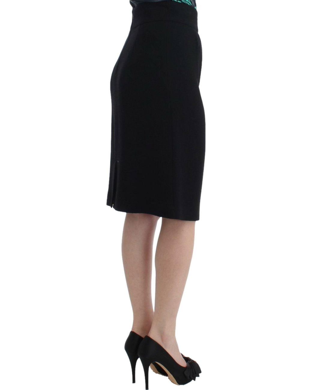 Roberto Cavalli Black Elegant Wool Pencil Skirt