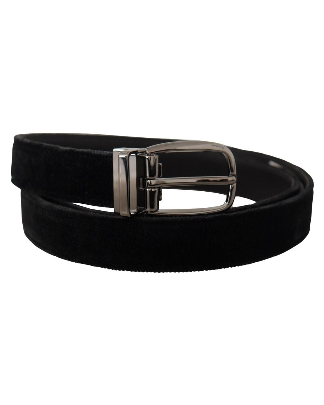 Dolce & Gabbana Black Velvet Classic Logo Engraved Metal Belt for men