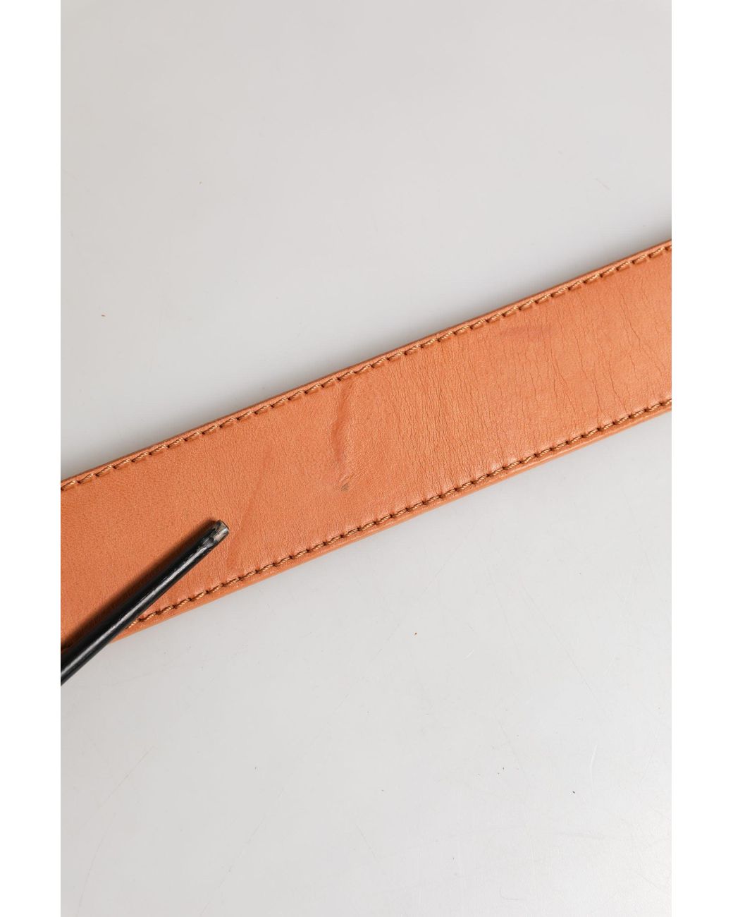 Gianfranco Ferré Orange Leather Hexagon Metal Buckle Waist Belt
