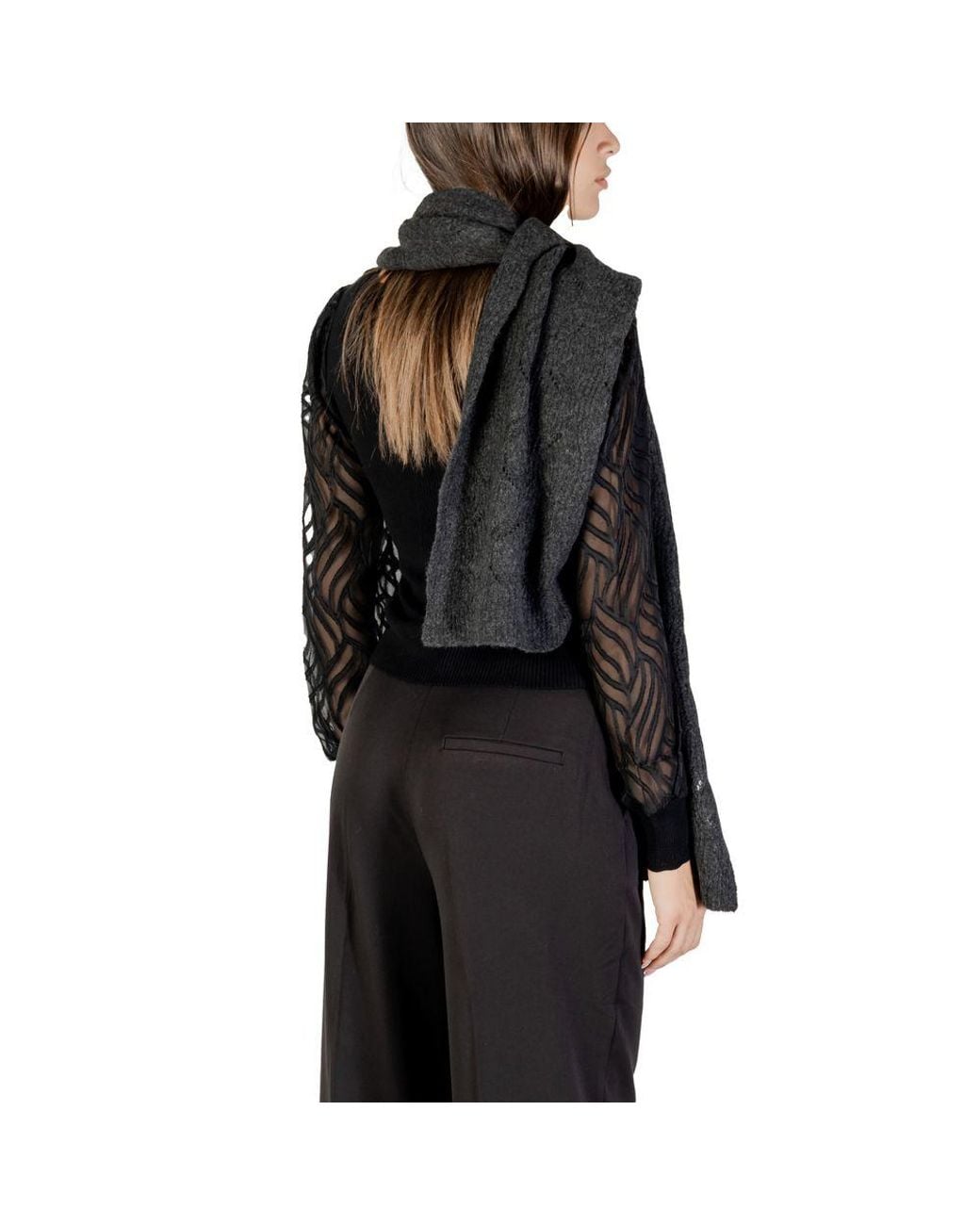 ONLY Black Gray Recycled Polyester Scarf