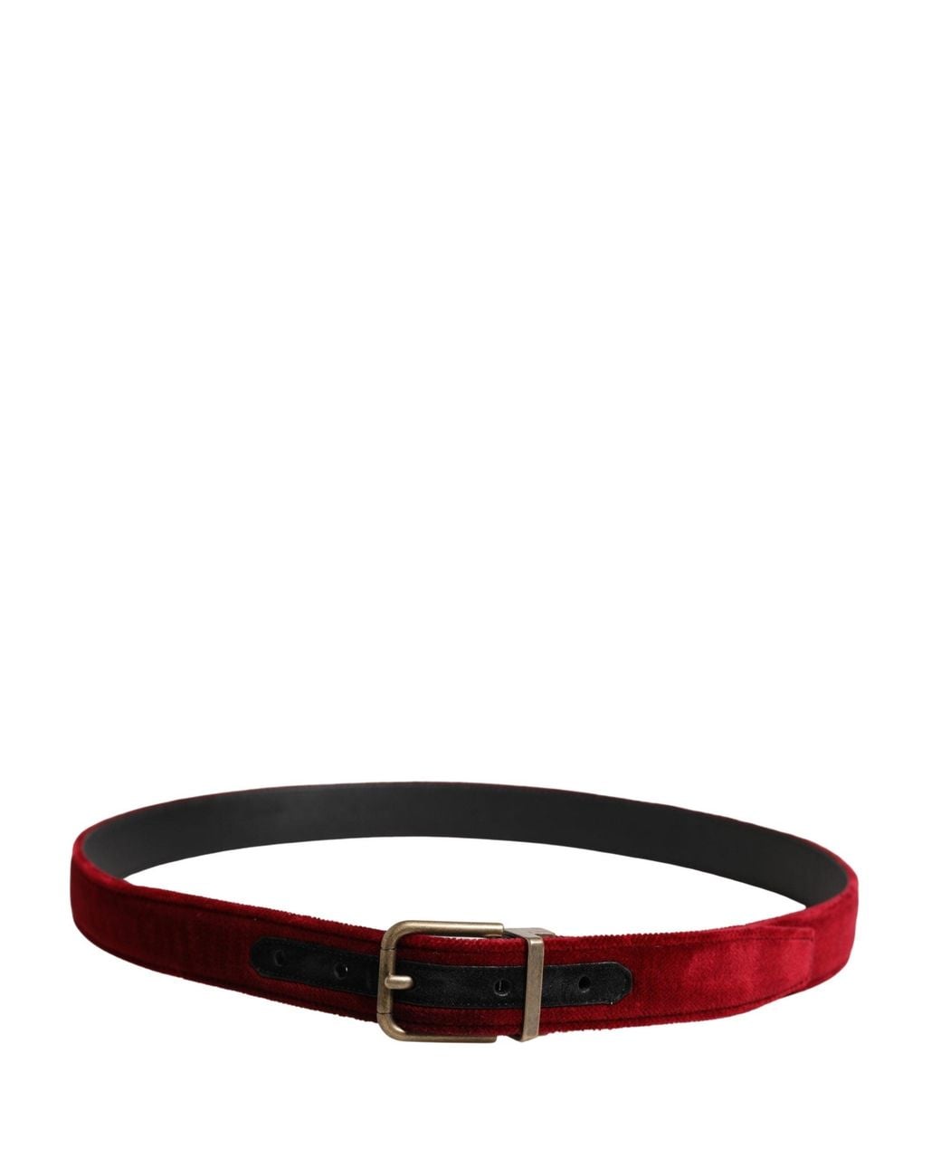 Dolce & Gabbana Red Velvet Cotton Metal Buckle Belt Calf for men