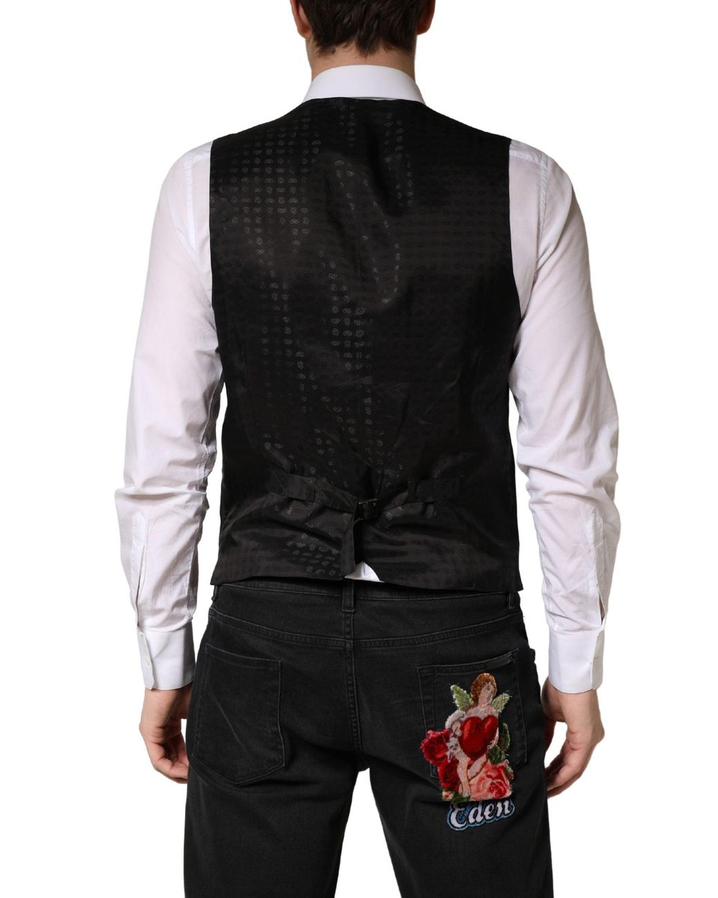 Dolce & Gabbana Black Wool Dress Formal Waistcoat Vest for men