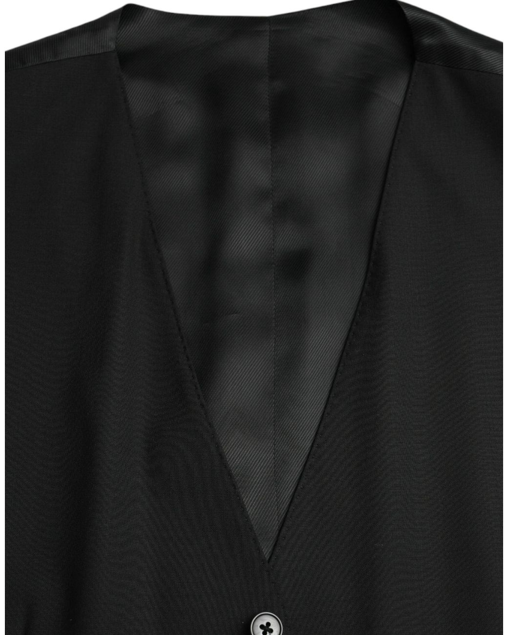 Dolce & Gabbana Black Wool Formal Dress Waistcoat Vest for men