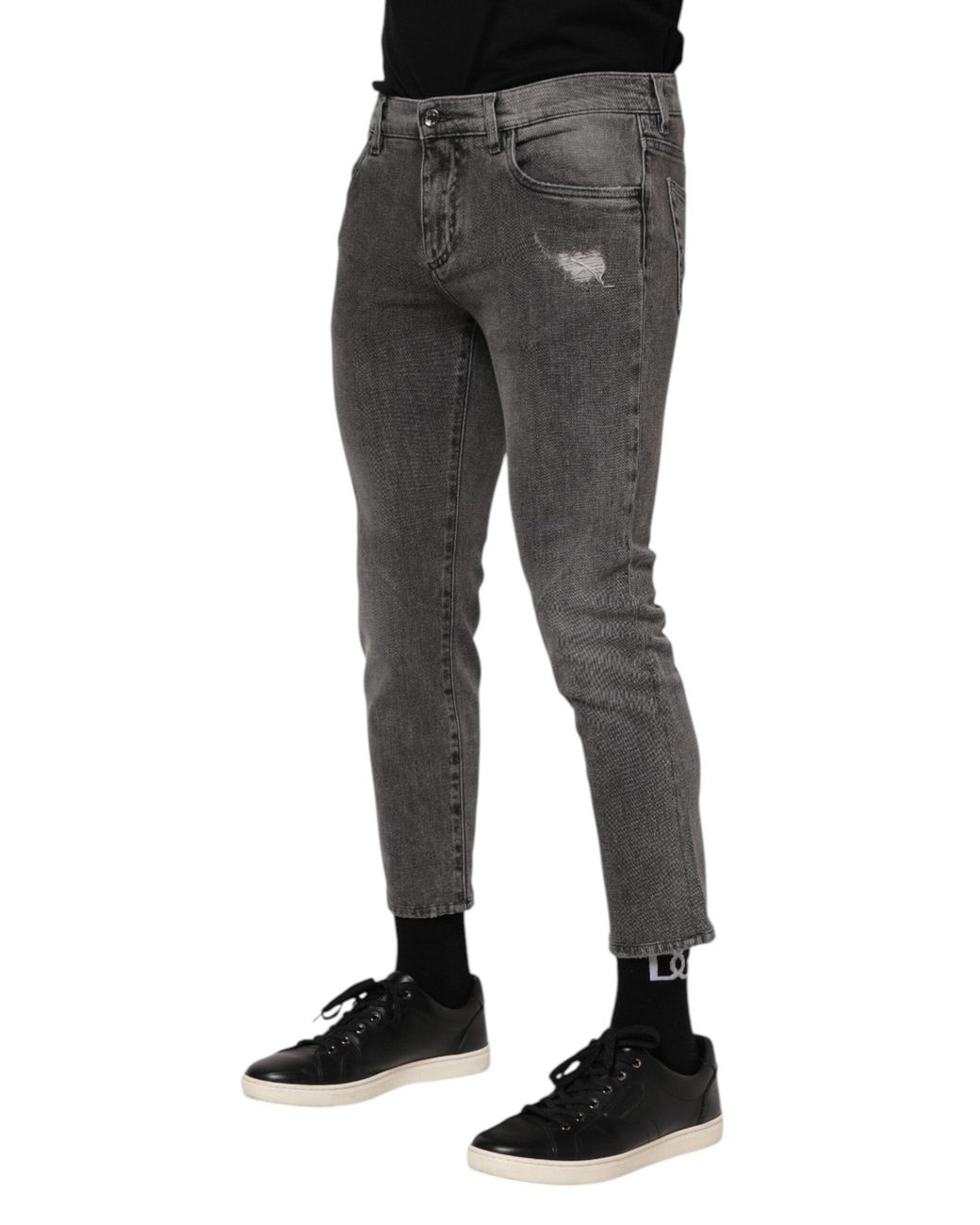 Dolce & Gabbana Gray Distressed Slim Jeans for men