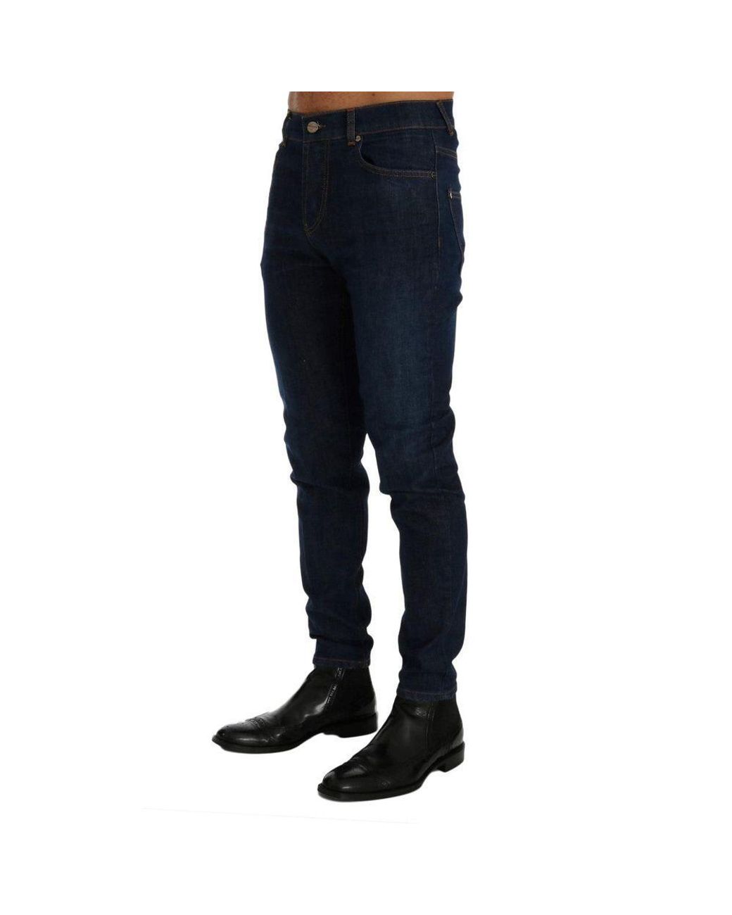 Frankie Morello Blue Cotton Slim Fit Jeans for men