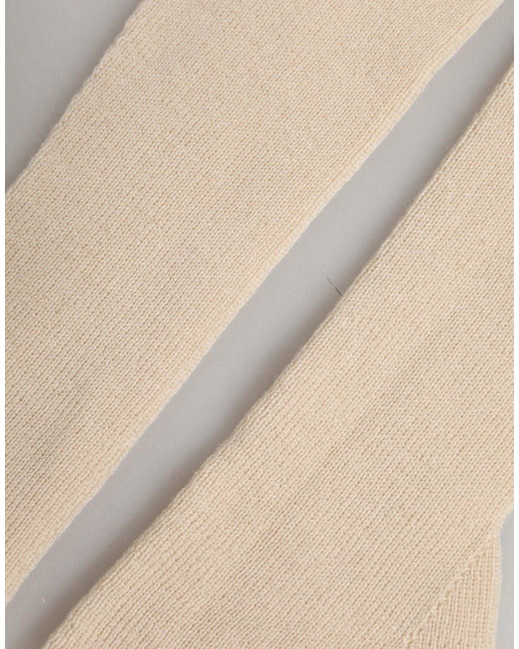 Dolce & Gabbana White Beige Wool Fingerless Elbow Length Gloves