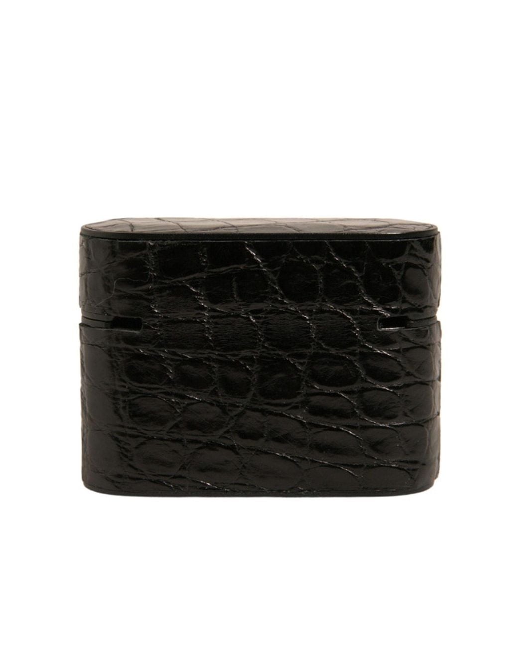 Dolce & Gabbana Black Leather Metal Logo Plaque Holder Airpods Case