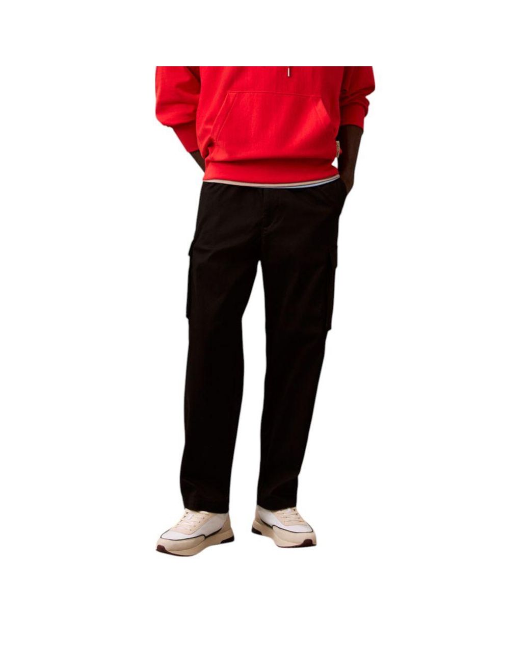 Calvin Klein Red Black Cotton Cargo Pants for men