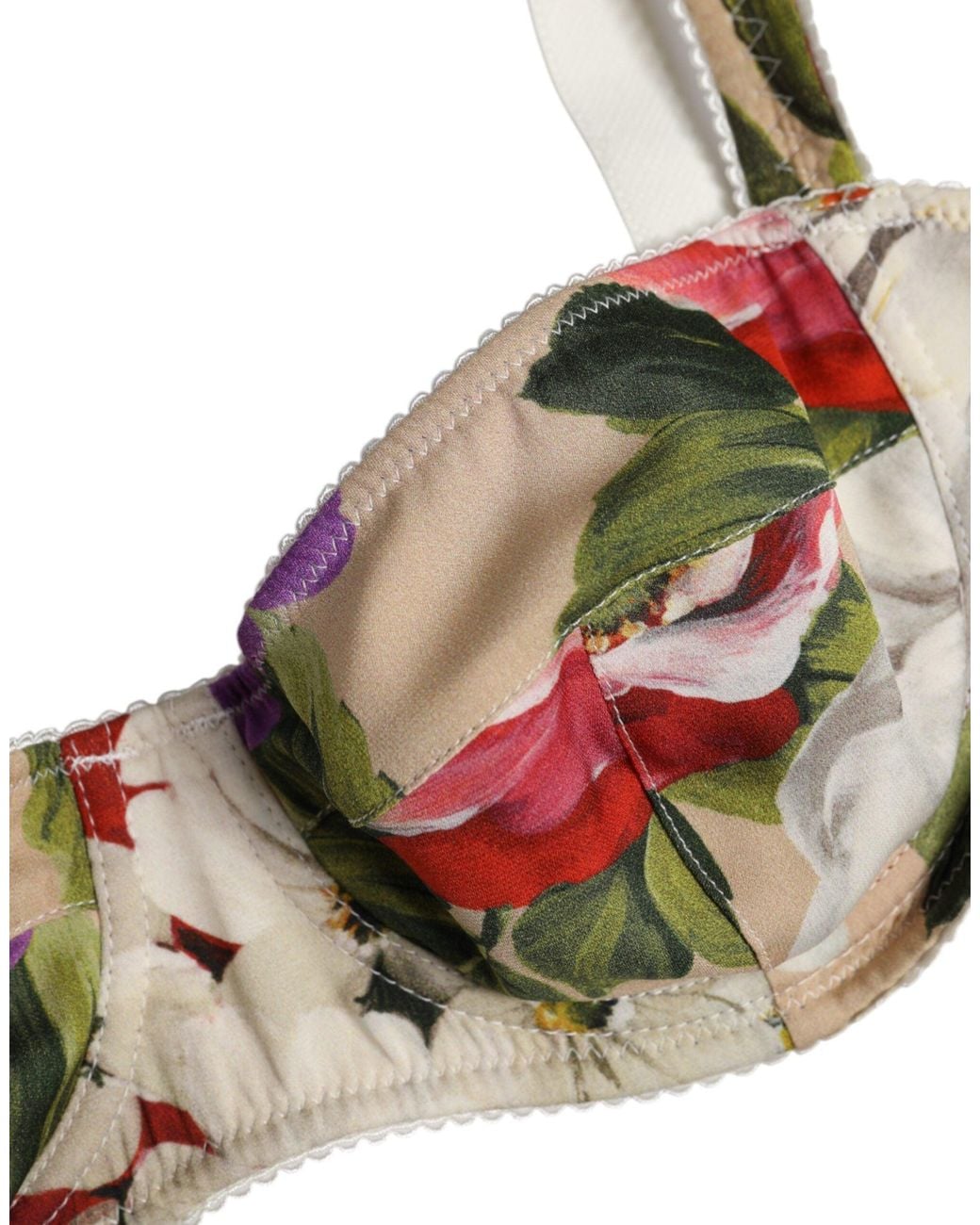 Dolce & Gabbana Brown Beige Floral Balconcino Underwired Bra Underwear