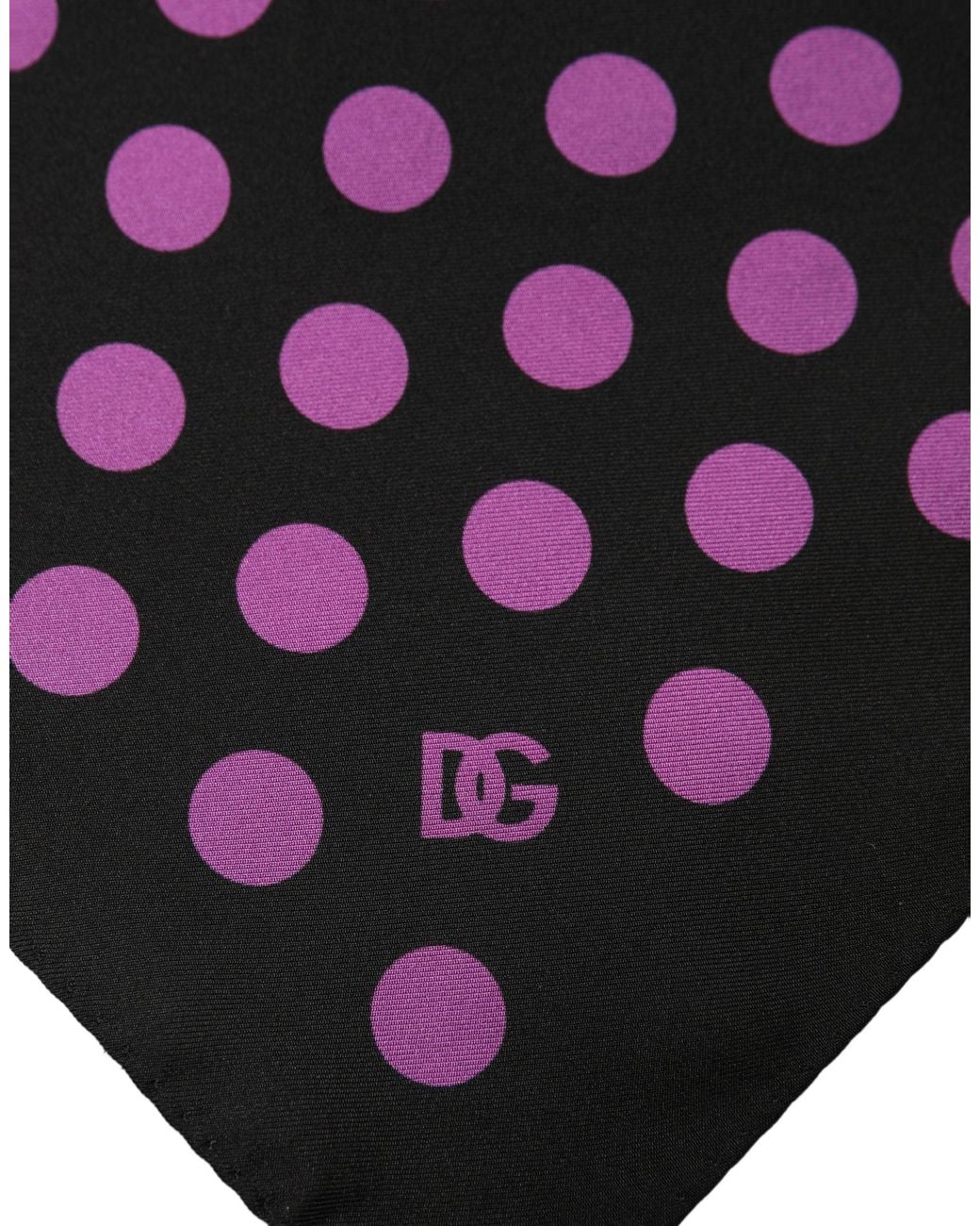 Dolce & Gabbana Purple Black Polka Dot Square Foulard Scarf for men