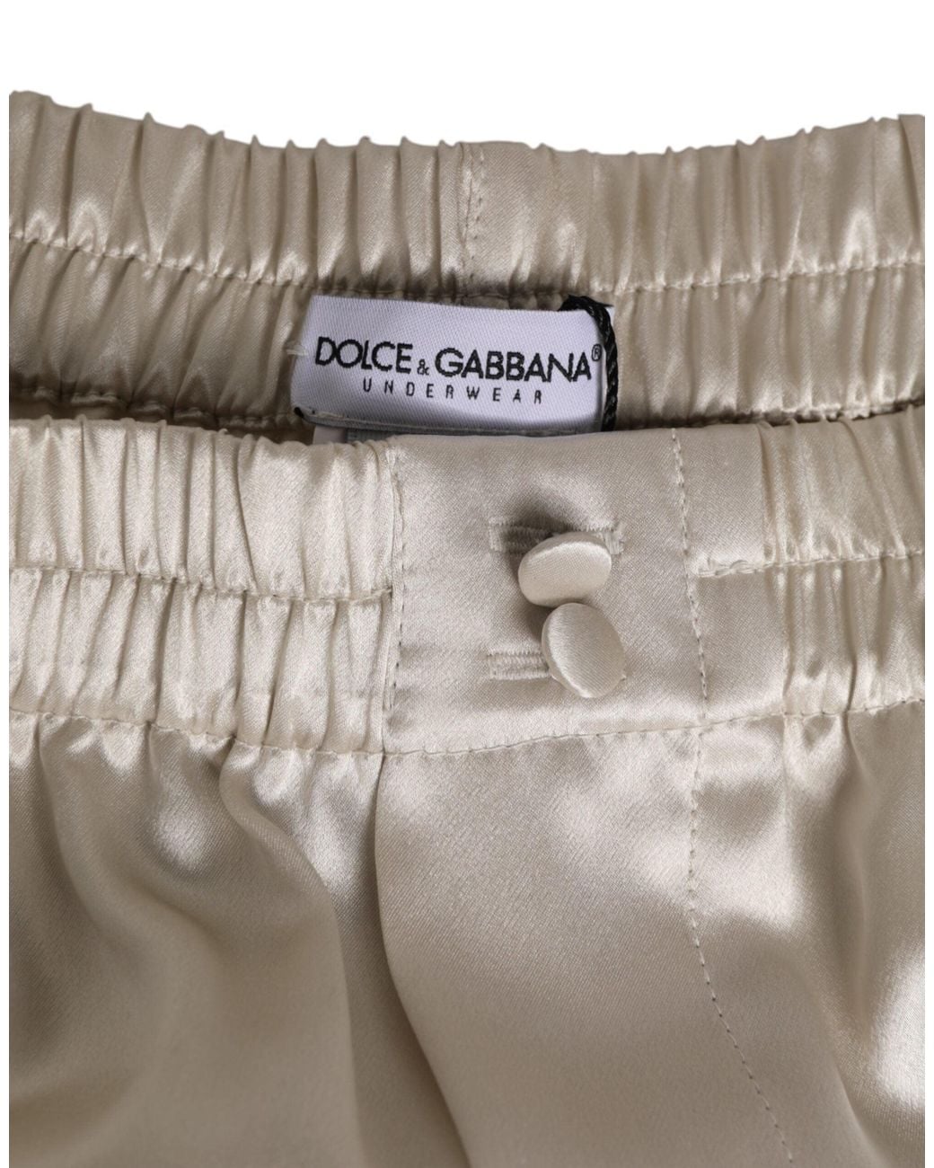 Dolce & Gabbana Gray Beige Silk Satin Elastic Men Boxer Short Swimwear for men