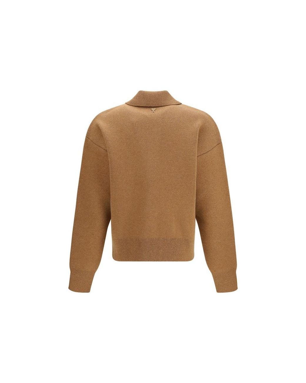 AMI Natural Brown Wool Oves Aries Cardigan for men