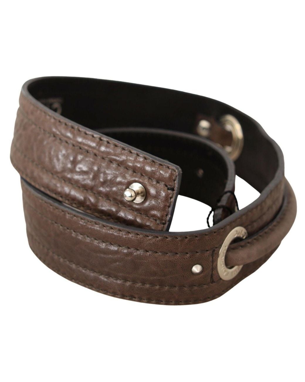 CoSTUME NATIONAL Black Brown Leather Silver Fastening Belt