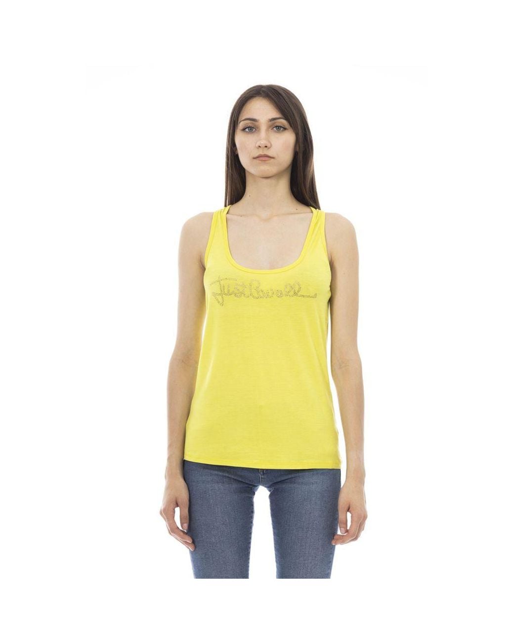 Just Cavalli Yellow Viscose Tank Top