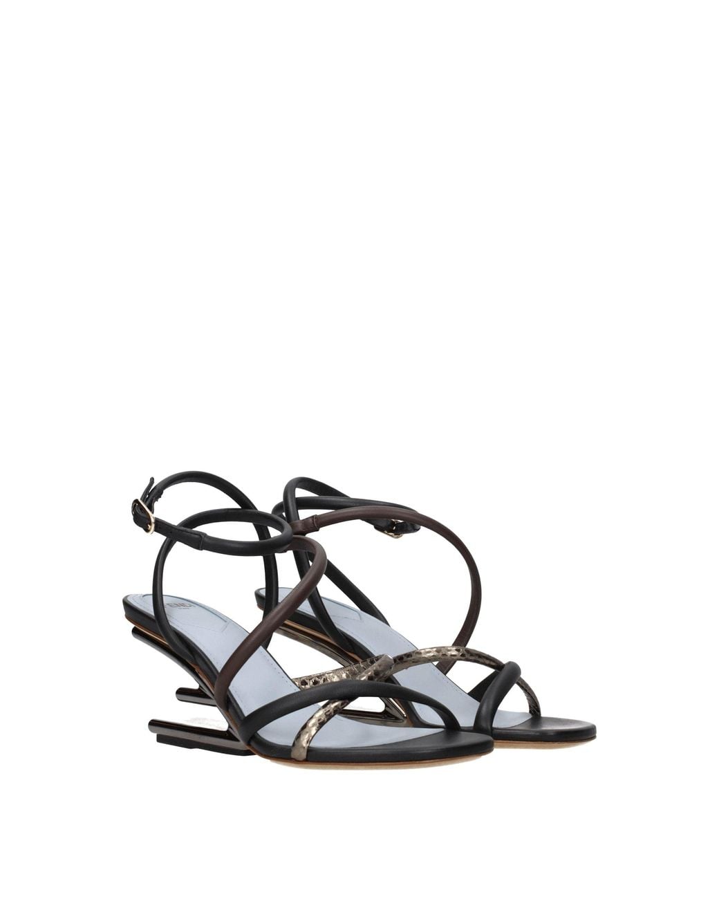 Fendi Black Multicolor Leather Flat Sandals for men