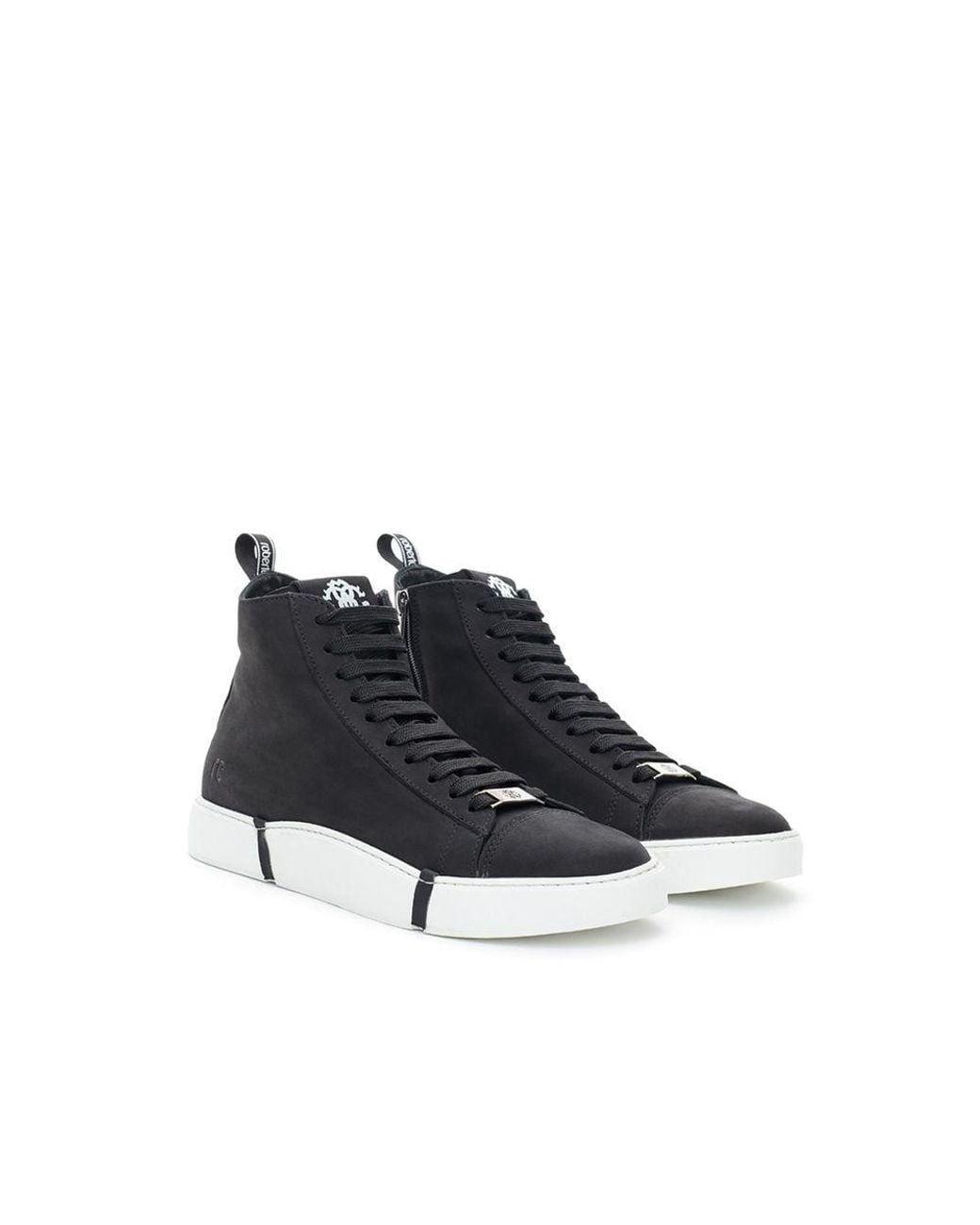 Roberto Cavalli Blue Leather Scamosciata Sneaker