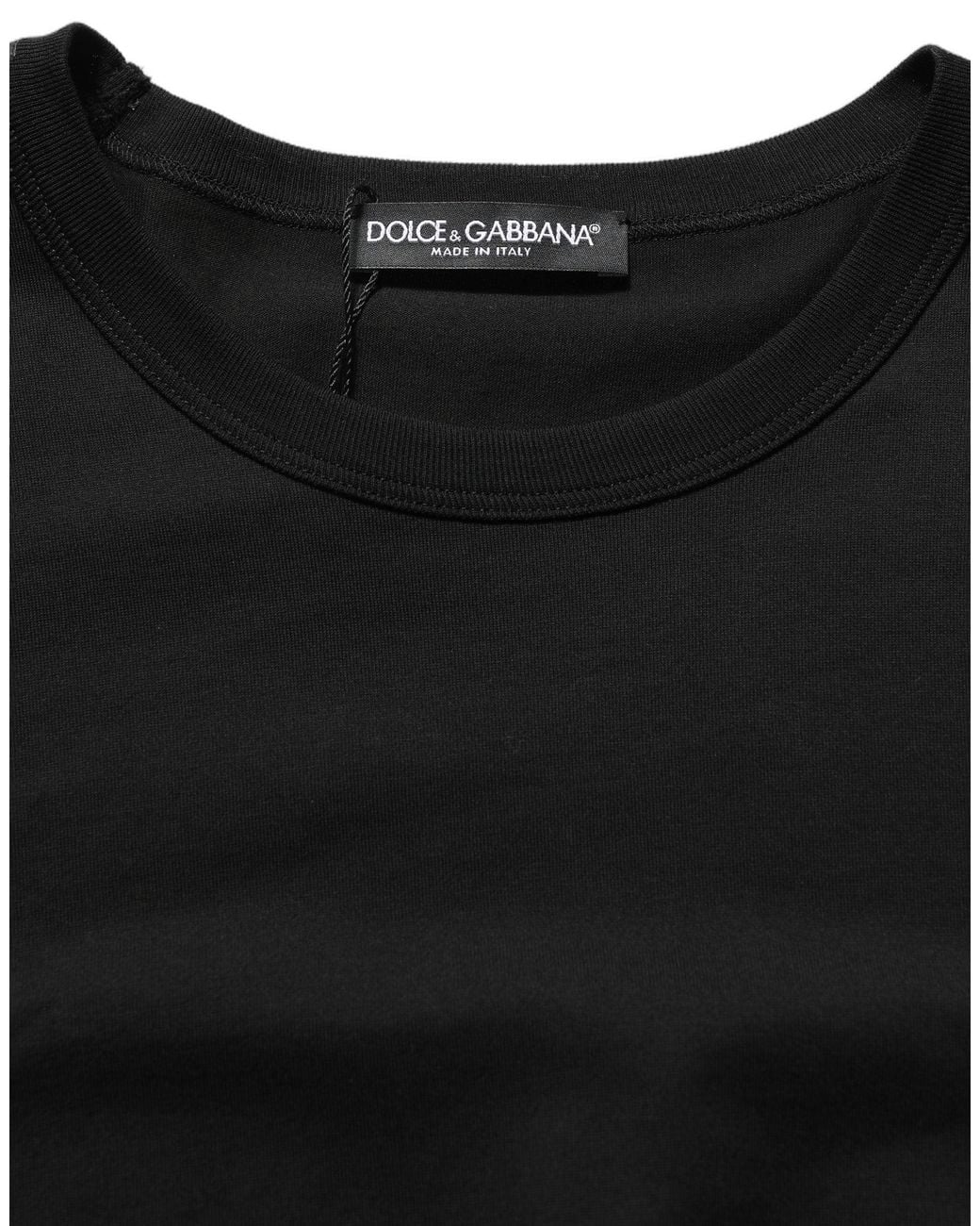 Dolce & Gabbana Black Cotton Crew Neck Short Sleeve T for men