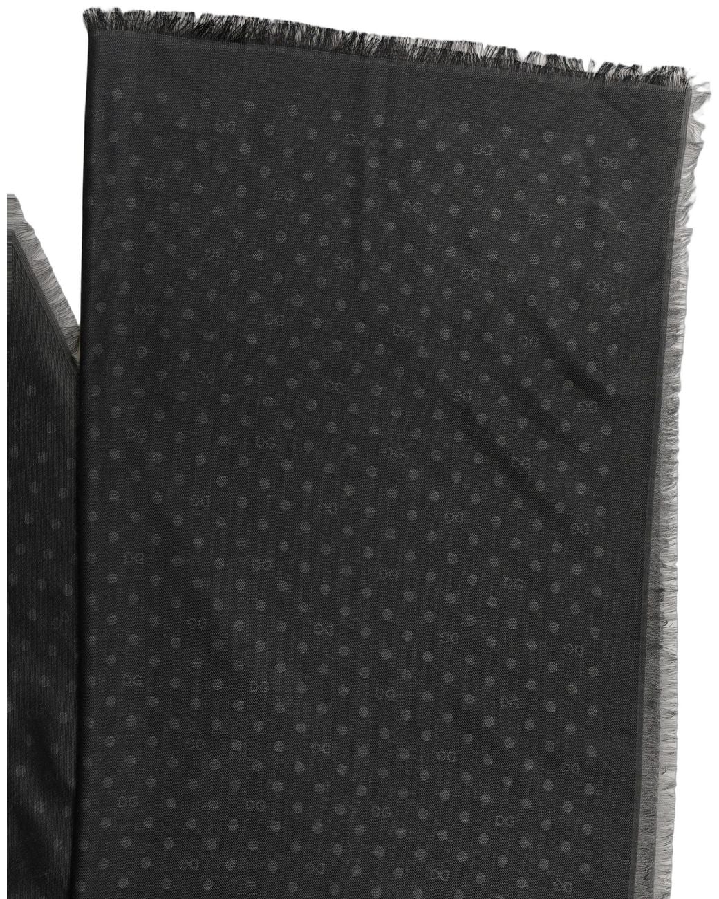 Dolce & Gabbana Men Black Viscose Polka Dot Fringe Shawl Lace Stole for men