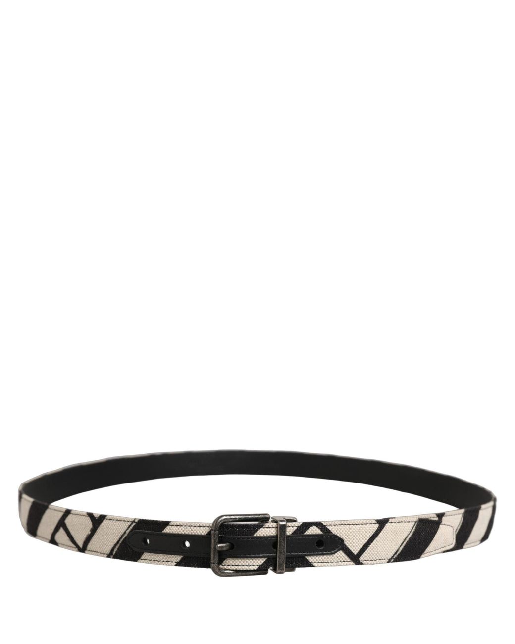 Dolce & Gabbana Black Ivory Tone Metal Buckle Belt, Canvas for men
