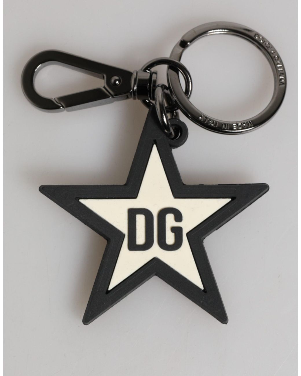 Dolce & Gabbana Gray Dg Logo Star Rubber Keychain Keyring for men