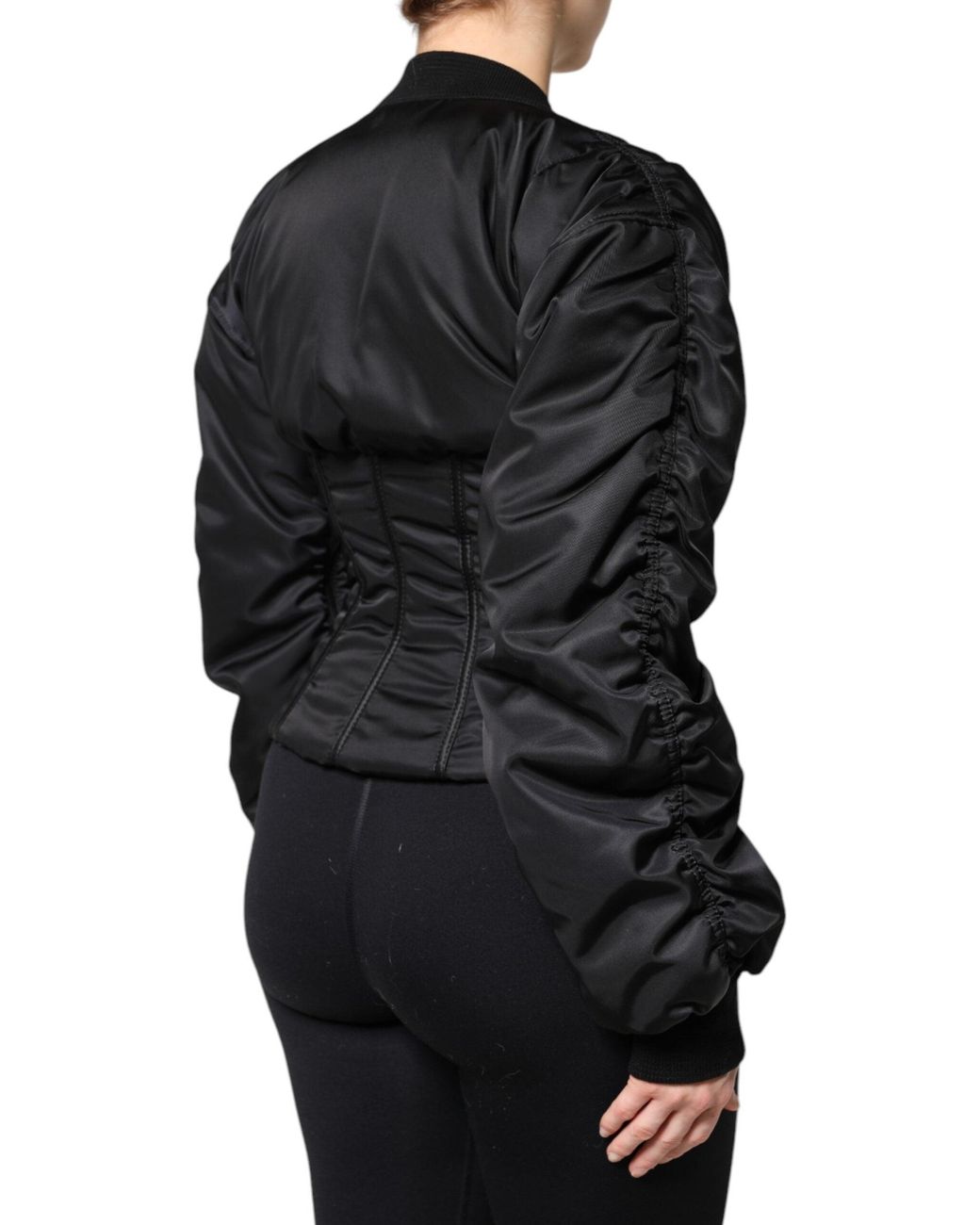 Dolce & Gabbana Black Nylon Full Zip Bustier Corset Jacket for men