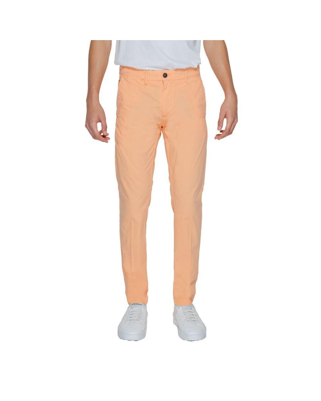 Borghese Multicolor Orange Cotton Chino Pants for men