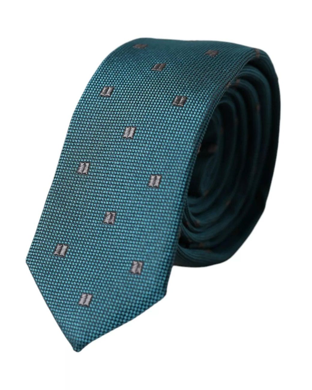 Dolce & Gabbana Blue Silk Tie Geometric Pattern for men