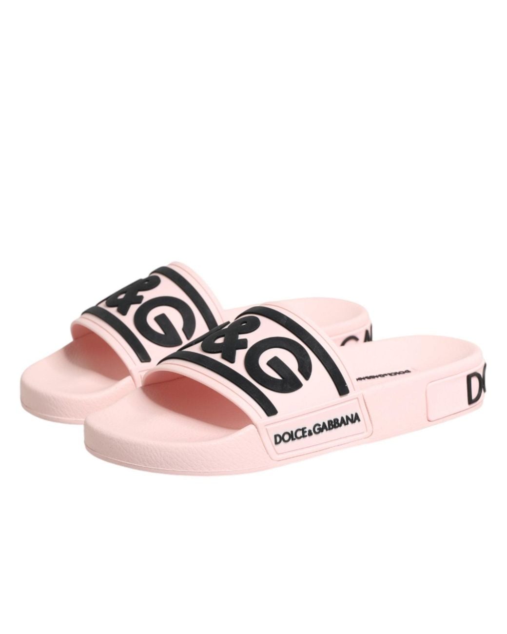 Dolce & Gabbana Pink Rubber Slides Sandals Beachwear Shoes