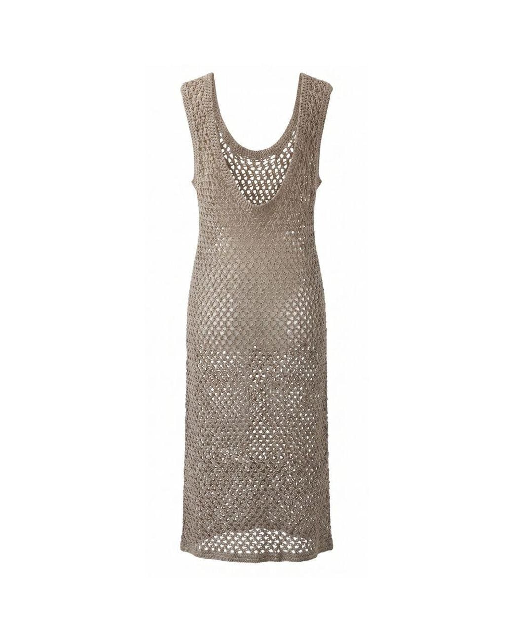 Malo Natural Beige Cotton Dress