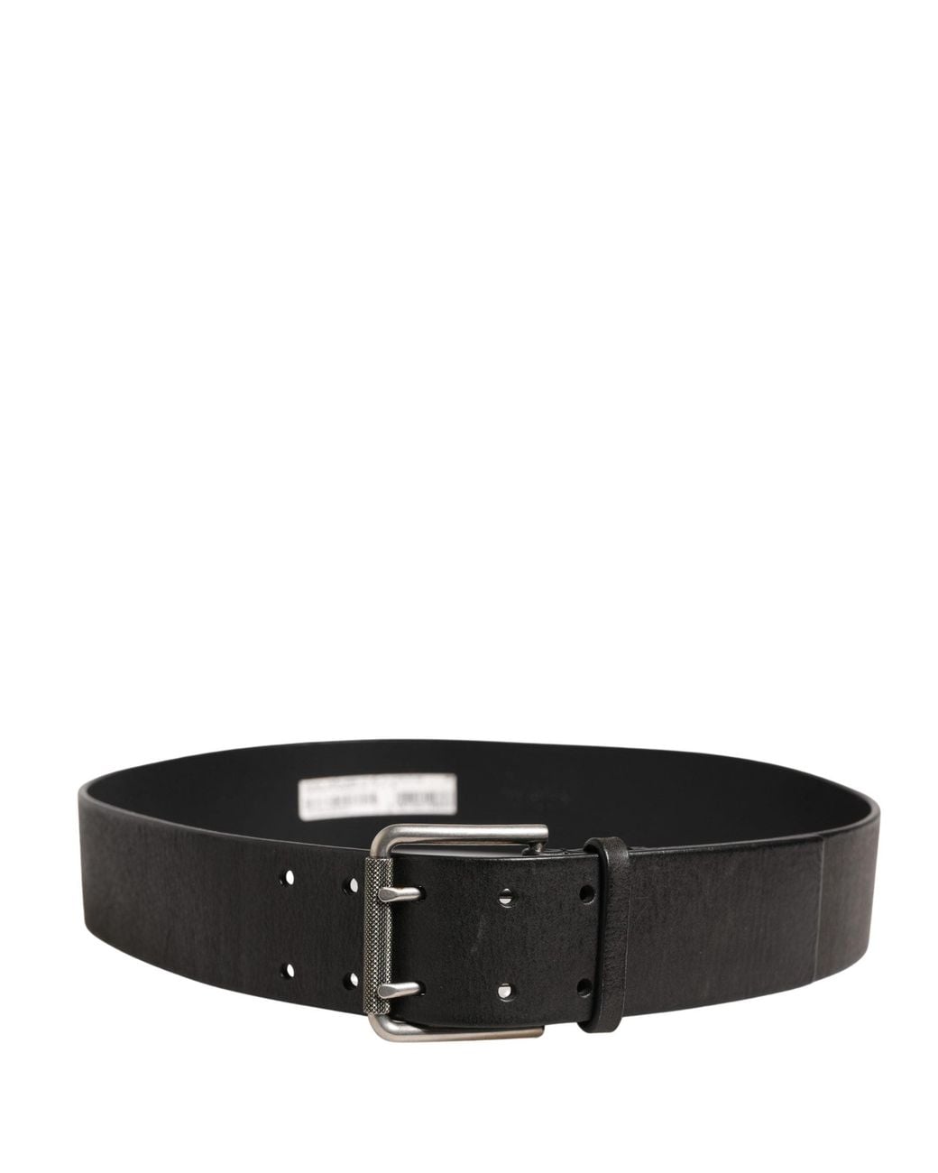 Dolce & Gabbana Black Classic Leather Metal Buckle Belt Calf for men