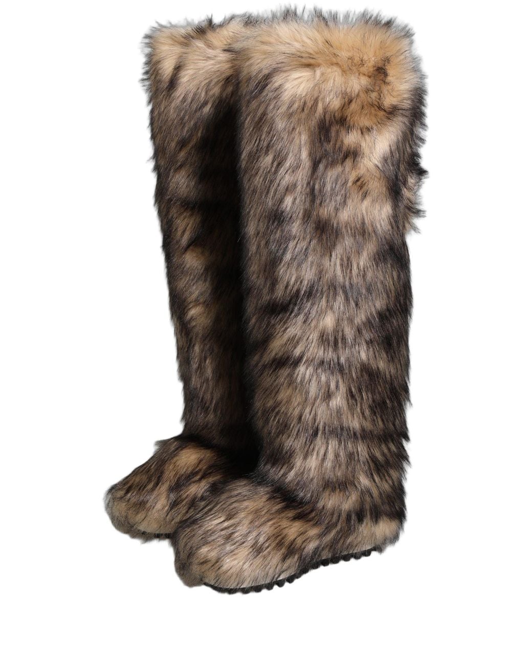 Dolce & Gabbana Brown Faux Skim Ski Fur Knee High Boots Shoes for men