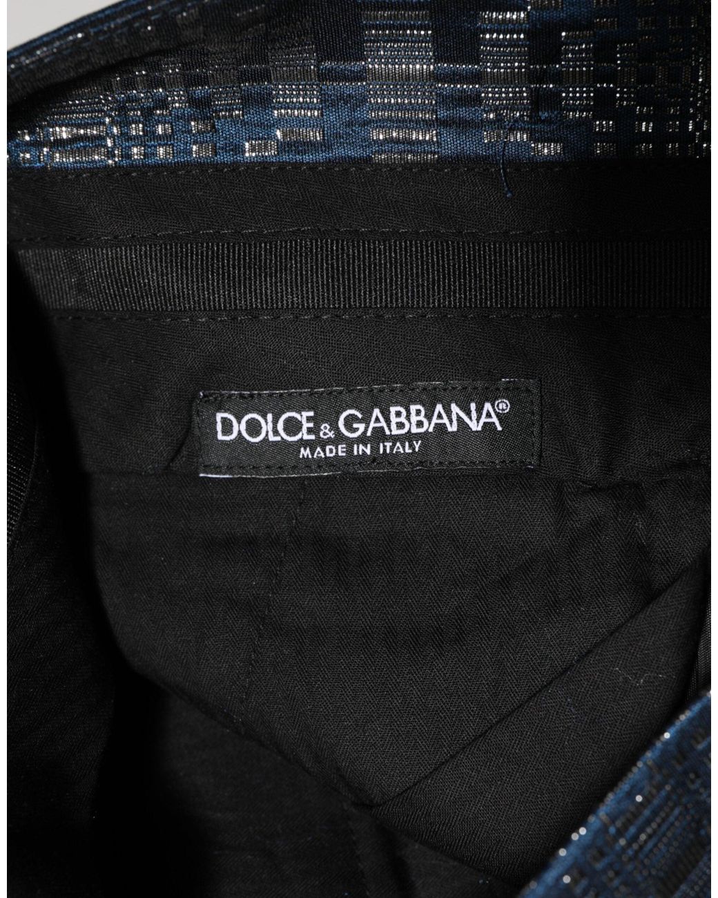 Dolce & Gabbana Blue Silver Shiny Silk Skinny Men Trouser Pants