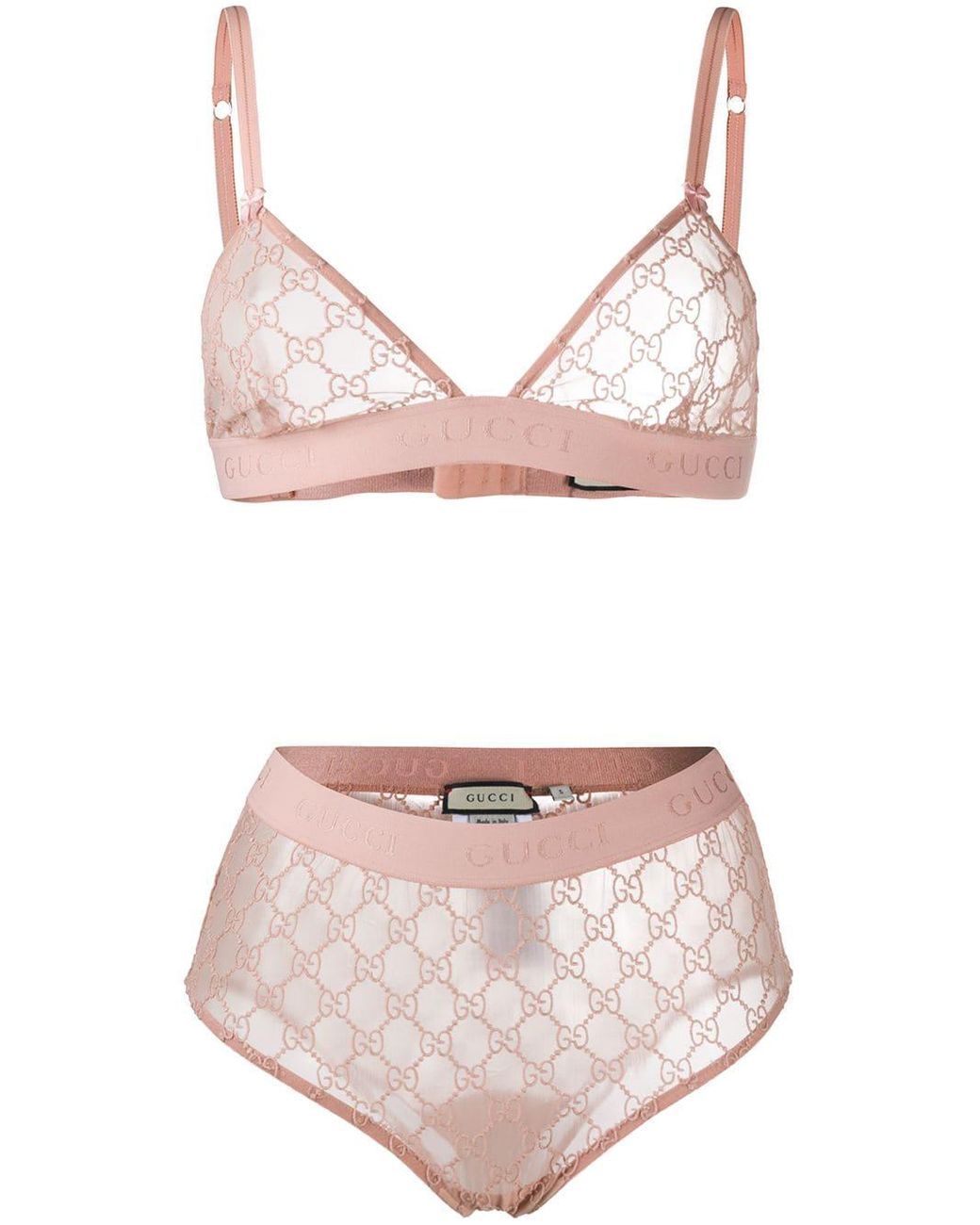 Womens Gucci neutrals Embroidered GG Lingerie Set