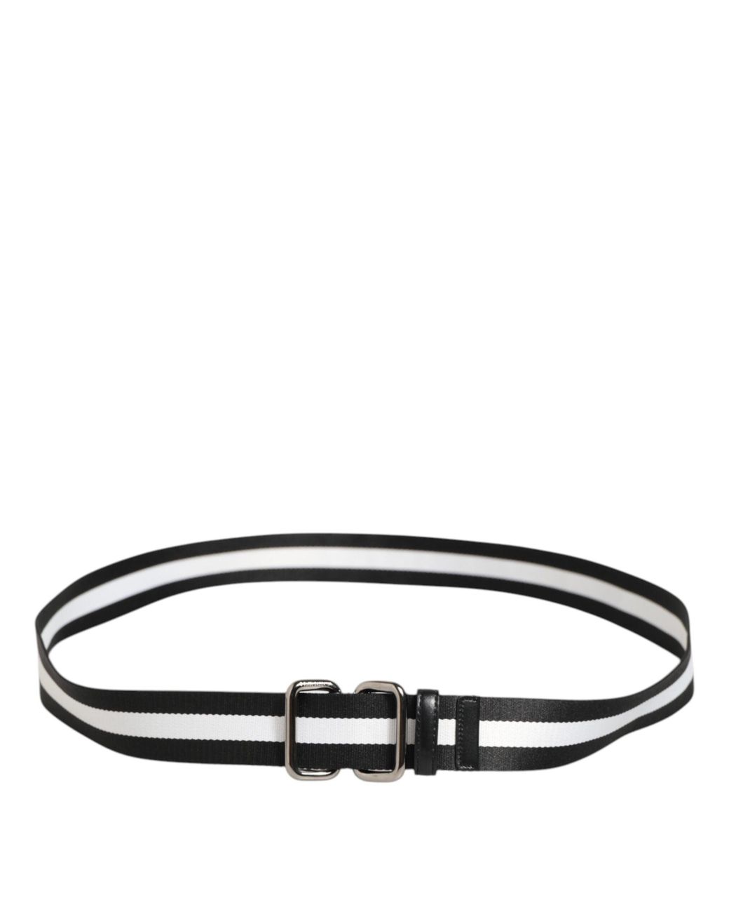 Dolce & Gabbana Black Logo Stripe Buckle Belt for men