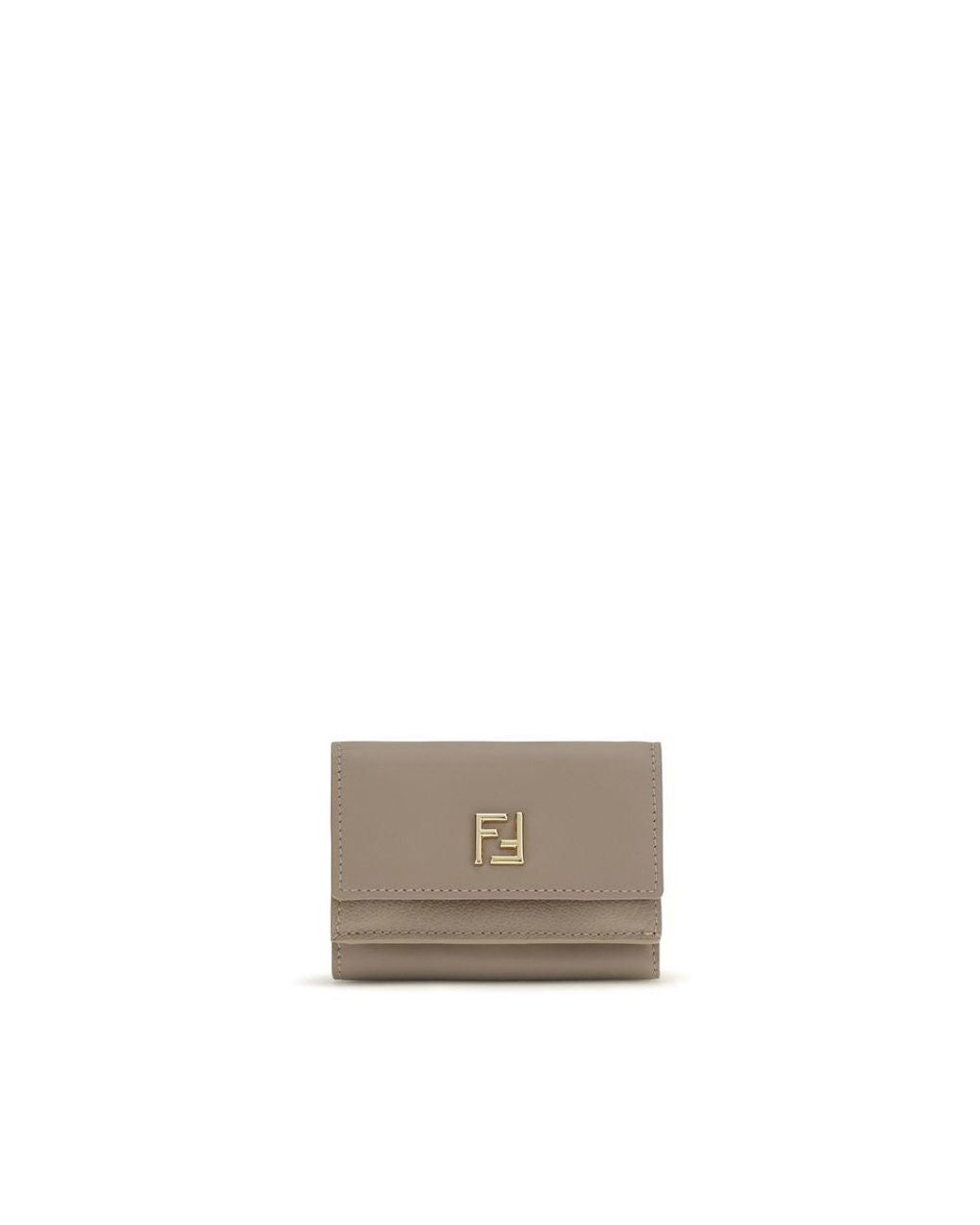 Fendi Gray Beige Calf Leather Bos Taurus Wallet
