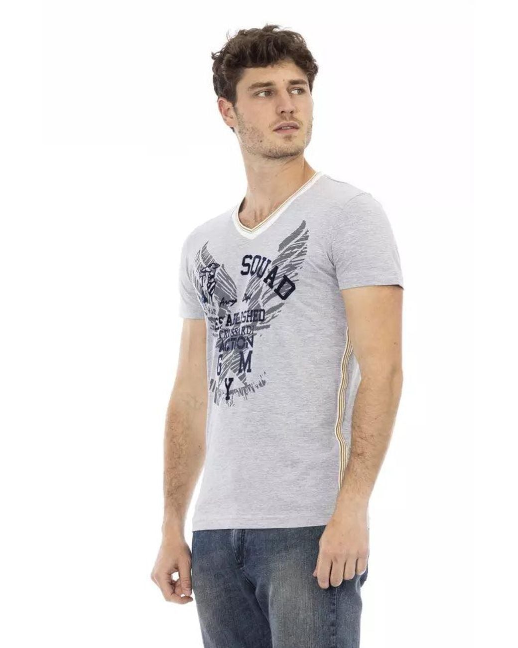 TRUSSARDI ACTION White Gray Cotton Men's V for men