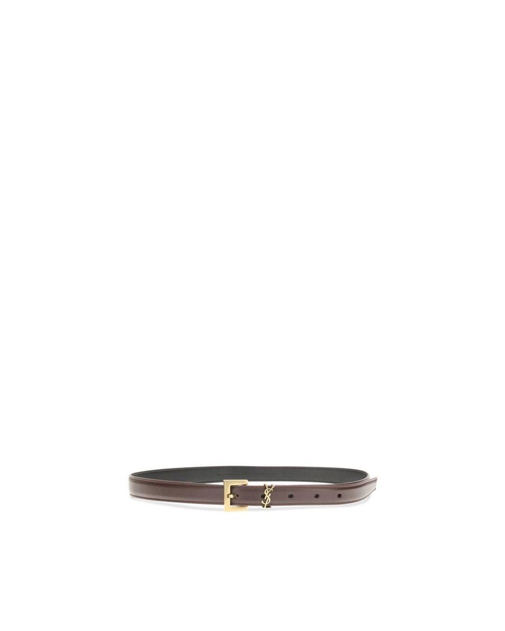 Saint Laurent Brown Cassandre Slim Belt